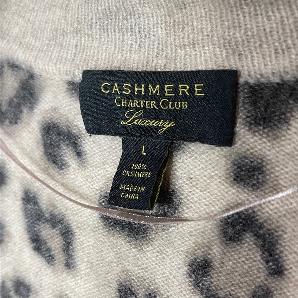 Charter Club Luxury Cashmere Animal Print Cardigan - Picture 3 of 7